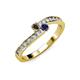 3 - Orane Smoky Quartz and Blue Sapphire with Side Diamonds Bypass Ring 