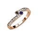 3 - Orane Smoky Quartz and Blue Sapphire with Side Diamonds Bypass Ring 