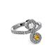3 - Raene White Sapphire and Citrine with Side Diamonds Bypass Ring 