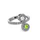 3 - Raene White Sapphire and Peridot with Side Diamonds Bypass Ring 