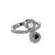 3 - Raene White Sapphire and Red Garnet with Side Diamonds Bypass Ring 