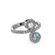 3 - Raene White Sapphire and Aquamarine with Side Diamonds Bypass Ring 