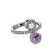 3 - Raene White Sapphire and Amethyst with Side Diamonds Bypass Ring 