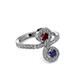 3 - Raene Ruby and Blue Sapphire with Side Diamonds Bypass Ring 