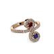 3 - Raene Ruby and Blue Sapphire with Side Diamonds Bypass Ring 