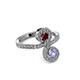 3 - Raene Ruby and Tanzanite with Side Diamonds Bypass Ring 