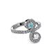 3 - Raene Aquamarine and White Sapphire with Side Diamonds Bypass Ring 