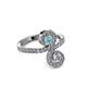 3 - Raene Aquamarine and Diamond with Side Diamonds Bypass Ring 