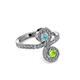 3 - Raene Aquamarine and Peridot with Side Diamonds Bypass Ring 