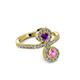 3 - Raene Amethyst and Pink Sapphire with Side Diamonds Bypass Ring 