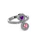 3 - Raene Amethyst and Pink Tourmaline with Side Diamonds Bypass Ring 