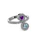 3 - Raene Amethyst and Aquamarine with Side Diamonds Bypass Ring 