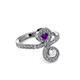 3 - Raene Amethyst and White Sapphire with Side Diamonds Bypass Ring 