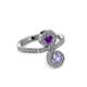 3 - Raene Amethyst and Tanzanite with Side Diamonds Bypass Ring 