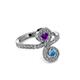 3 - Raene Amethyst and Blue Topaz with Side Diamonds Bypass Ring 