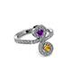 3 - Raene Amethyst and Citrine with Side Diamonds Bypass Ring 