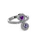 3 - Raene Amethyst and Iolite with Side Diamonds Bypass Ring 