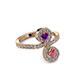 3 - Raene Amethyst and Rhodolite Garnet with Side Diamonds Bypass Ring 