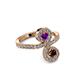 3 - Raene Amethyst and Red Garnet with Side Diamonds Bypass Ring 