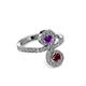 3 - Raene Amethyst and Ruby with Side Diamonds Bypass Ring 