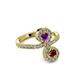 3 - Raene Amethyst and Ruby with Side Diamonds Bypass Ring 