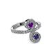 3 - Raene Amethyst and Blue Sapphire with Side Diamonds Bypass Ring 