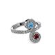 3 - Raene Blue Topaz and Ruby with Side Diamonds Bypass Ring 