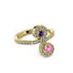 3 - Raene Iolite and Pink Sapphire with Side Diamonds Bypass Ring 