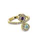3 - Raene Iolite and Aquamarine with Side Diamonds Bypass Ring 