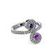 3 - Raene Iolite and Amethyst with Side Diamonds Bypass Ring 