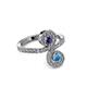 3 - Raene Iolite and Blue Topaz with Side Diamonds Bypass Ring 