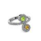 3 - Raene Peridot and Citrine with Side Diamonds Bypass Ring 