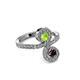 3 - Raene Peridot and Red Garnet with Side Diamonds Bypass Ring 
