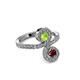 3 - Raene Peridot and Ruby with Side Diamonds Bypass Ring 