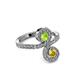 3 - Raene Peridot and Yellow Sapphire with Side Diamonds Bypass Ring 