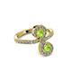 3 - Raene Peridot with Side Diamonds Bypass Ring 