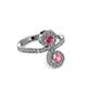 3 - Raene Rhodolite Garnet and Pink Tourmaline with Side Diamonds Bypass Ring 