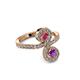 3 - Raene Rhodolite Garnet and Amethyst with Side Diamonds Bypass Ring 