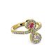 3 - Raene Rhodolite Garnet and Diamond with Side Diamonds Bypass Ring 