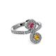 3 - Raene Rhodolite Garnet and Citrine with Side Diamonds Bypass Ring 