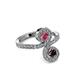 3 - Raene Rhodolite and Red Garnet with Side Diamonds Bypass Ring 