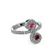 3 - Raene Rhodolite Garnet and Ruby with Side Diamonds Bypass Ring 