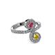 3 - Raene Rhodolite Garnet and Yellow Sapphire with Side Diamonds Bypass Ring 