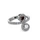 3 - Raene Red Garnet and White Sapphire with Side Diamonds Bypass Ring 