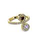 3 - Raene Red Garnet and Tanzanite with Side Diamonds Bypass Ring 