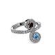 3 - Raene Red Garnet and Blue Topaz with Side Diamonds Bypass Ring 