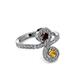 3 - Raene Red Garnet and Citrine with Side Diamonds Bypass Ring 