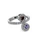3 - Raene Red Garnet and Iolite with Side Diamonds Bypass Ring 