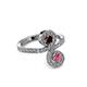 3 - Raene Red and Rhodolite Garnet with Side Diamonds Bypass Ring 
