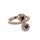 3 - Raene Red Garnet and Blue Sapphire with Side Diamonds Bypass Ring 